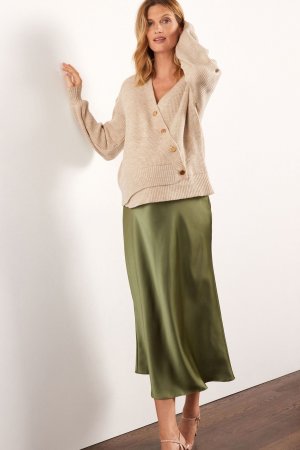 Атласная юбка для беременных в стиле подъюбника, зеленый Next