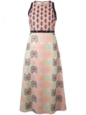 Платье миди с комбинированным принтом Giamba. Цвет: многоцветный