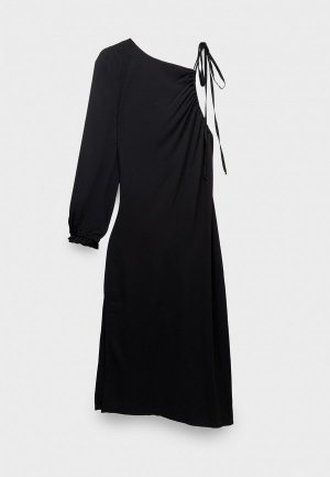 Платье Forte marocain crepe one shoulder dress noir. Цвет: черный