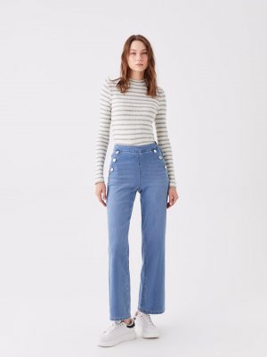 Широкие женские джинсовые брюки , среднее индиго родео LCW Jeans