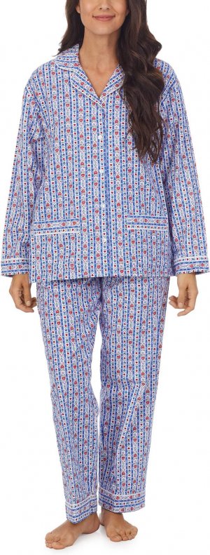 Классический фланелевой пижамный комплект с воротником-стойкой Lanz of Salzburg, цвет Classic Blue Tyroleans Salzburg