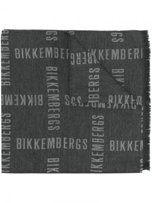 Шарф с принтом логотипов Dirk Bikkembergs. Цвет: серый