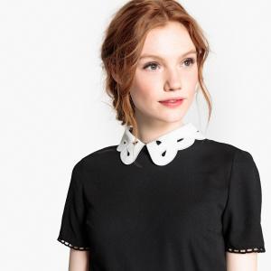 Блузка с закругленным отложным воротником и короткими рукавами MADEMOISELLE R. Цвет: черный