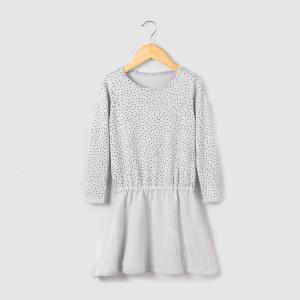 Платье-пуловер с принтом в горошек 3-12 лет R édition. Цвет: серый