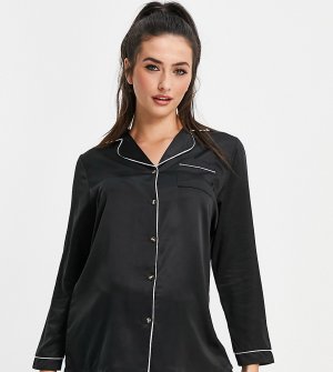 Атласная пижамная рубашка черного цвета в стиле Выбирай и Комбинируй Maternity-Черный цвет Loungeable