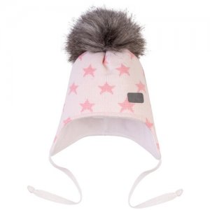 Шапка детская Ш-094 Утенок зима,на завязках с пумпоном, на объем головы 48 см,белый-розовые-звезды Arctic Bay. Цвет: розовый/белый
