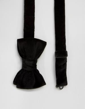 Черный бархатный галстук-бабочка Devils Advocate. Цвет: черный