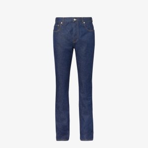 Прямые джинсы средней посадки с тиснением бренда , синий Gucci