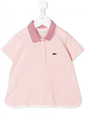 Рубашка-поло с контрастным воротником Lacoste Kids. Цвет: розовый