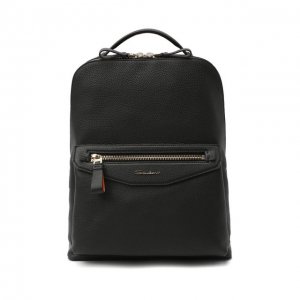 Кожаный рюкзак Santoni. Цвет: чёрный