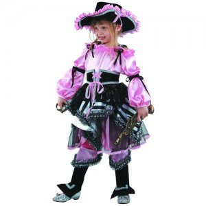 Костюм Пиратка розовая детский 32 (122 см) (блуза, юбка, пояс, гетры, шляпа (может отличаться от изображения)) Батик