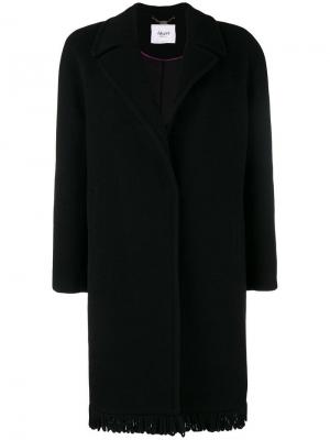 Однобортное пальто с бахромой Blugirl. Цвет: черный