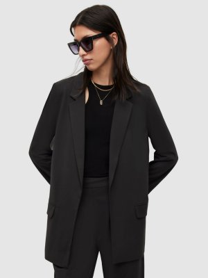 Однобортный трикотажный пиджак Aleida, черный AllSaints