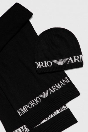 Шапка и шарф с добавлением шерсти , черный Emporio Armani
