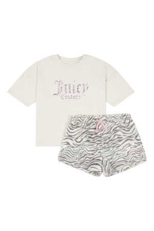 Коричневый вязаный комплект из тигрового флиса и шорт, Juicy Couture