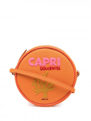 Круглая сумка на плечо Capri Olympia Le-Tan. Цвет: оранжевый
