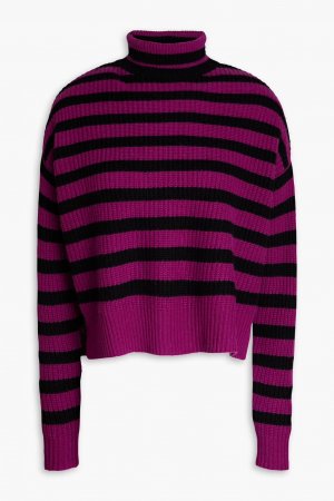 Полосатый кашемировый свитер с высоким воротником , пурпурный Autumn Cashmere