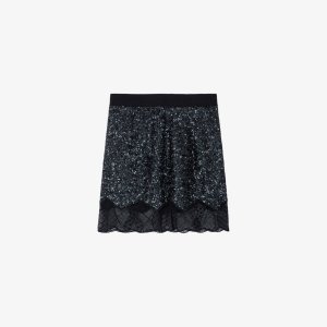 Юбка мини Justicas из ткани с пайетками , цвет noir Zadig&Voltaire