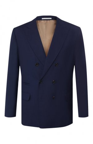 Пиджак из смеси шерсти и шелка Brunello Cucinelli. Цвет: синий