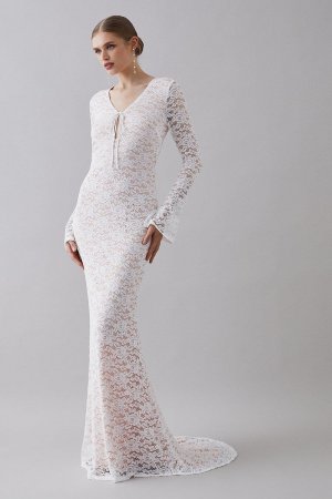 Свадебное платье с длинными рукавами и кружевом в стиле бохо, белый Coast