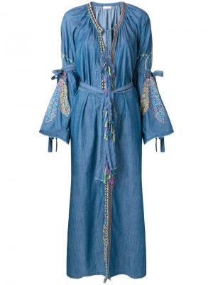 Джинсовое пальто Navajo в стилистике кимоно Anjuna. Цвет: синий