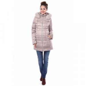 Пальто , демисезон/зима, размер 44, бежевый MammySize. Цвет: бежевый