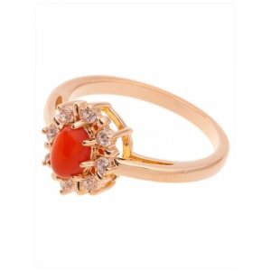Кольцо помолвочное , агат, размер 17, бордовый Lotus Jewelry. Цвет: бордовый