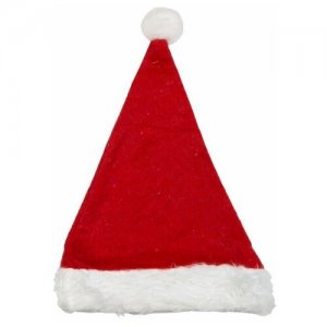 Карнавальный новогодний акссесуар на голову колпак шапка Деда Мороза Пушистый 28x38см Magic Time. Цвет: красный