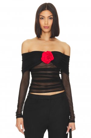 Блузка X Revolve Nellia, цвет Black With Red Rose Amanda Uprichard