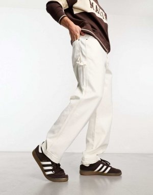 Белые брюки-карпентеры с логотипом сбоку Kickers