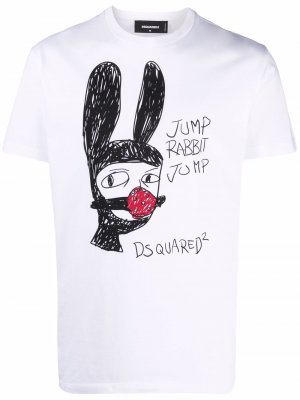 Graphic-print cotton T-shirt Dsquared2. Цвет: белый