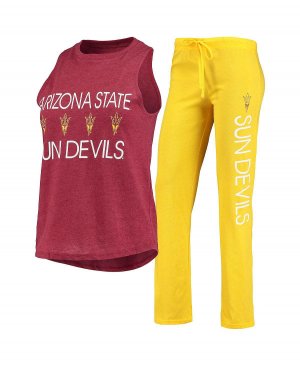 Женский бордово-золотой комплект для сна из топа и брюк команды Sun Devils Arizona State Concepts Sport