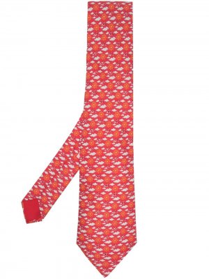 Галстук 2000-х годов с принтом Hermès. Цвет: красный