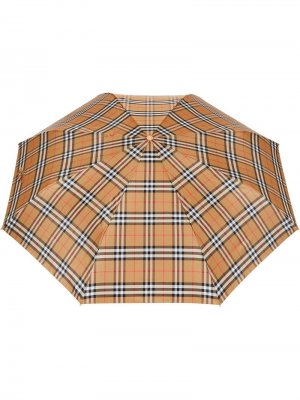 Складной зонт в клетку Vintage Check Burberry. Цвет: желтый