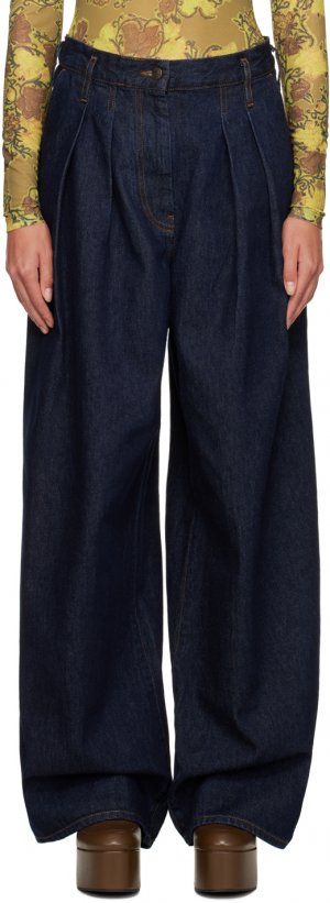 Широкие джинсы цвета индиго Dries Van Noten