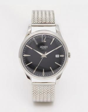 Серебряные наручные часы с плетеным дизайном ремешка Edge Henry London. Цвет: серебряный