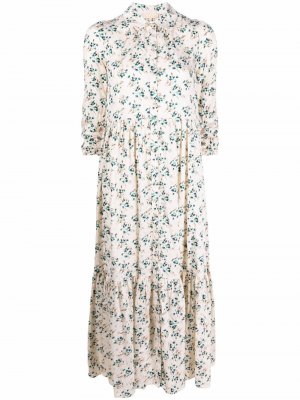 Расклешенное платье с цветочным принтом byTiMo. Цвет: бежевый