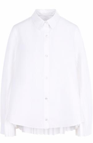 Хлопковая блуза с плиссированными вставками Clu. Цвет: белый