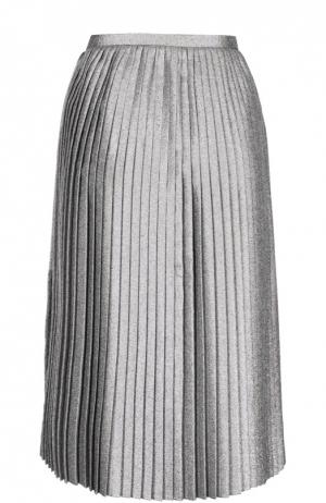 Плиссированная юбка-миди с металлическим эффектом Marco de Vincenzo. Цвет: серый