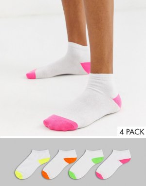 Набор из 4 пар неоновых спортивных носков -Мульти New Look