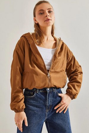 Женское плюшевое пальто с капюшоном SHADE, коричневый Shade