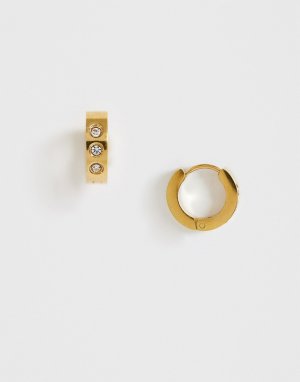 Серьги-кольца с камнями Burton-Золотой Burton Menswear