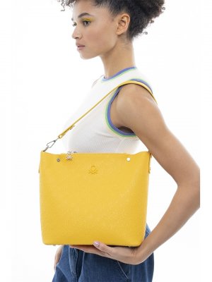 Женская сумка через плечо с кожаным принтом BENETTON, желтый Benetton