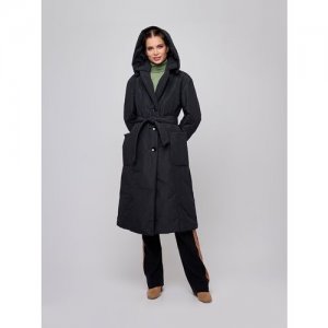 Куртка , демисезон/зима, удлиненная, силуэт прямой, карманы, пояс/ремень, капюшон, размер 40 DIXI COAT