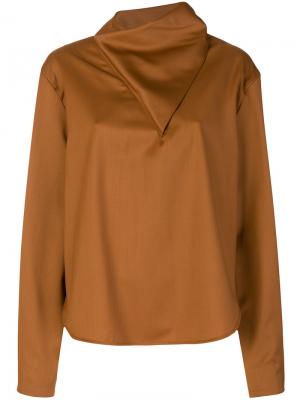 Блузка с асимметричной деталью Vejas. Цвет: коричневый