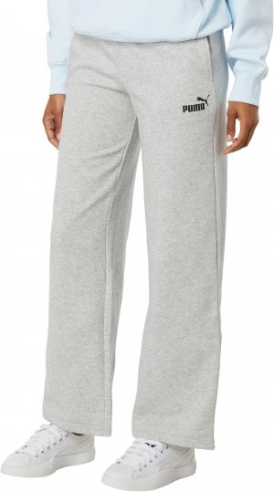 Прямые флисовые брюки с логотипом Essentials+ , цвет Light Gray Heather PUMA