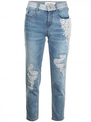Укороченные джинсы Yang с эффектом потертости Hellessy. Цвет: синий