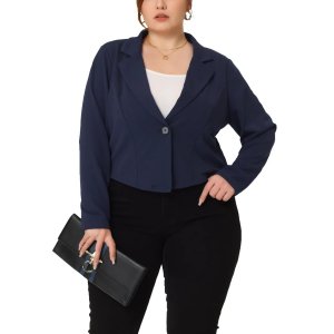 Женский пиджак больших размеров с V-образным вырезом и пуговицами, деловые укороченные пиджаки Agnes Orinda