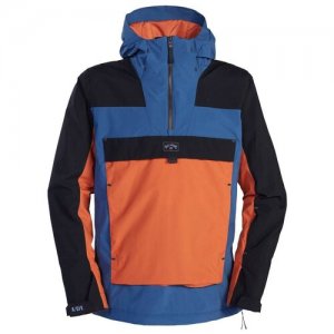 Куртка Quest, средней длины, силуэт свободный, вентиляция, герметичные швы, регулируемые манжеты, регулируемый край, снегозащитная юбка, карманы, несъемный капюшон, ветрозащитная, водонепроницаемая, размер S, мультиколор BILLABONG. Цвет: синий/оранжевый/черный