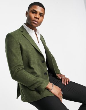 Пиджак свободного кроя из материала с добавлением шерсти -Зеленый цвет Bolongaro Trevor